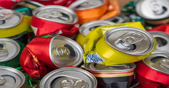 Aluminum Cans - REDWOOD RECYCLING Since this is on your Prices page and shows aluminum cans specifically, here's what I'd fill in: Alt Text: "Aluminum cans accepted at Redwood Recycling scrap metal prices