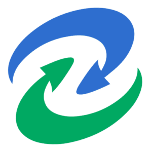 Blue and green circular arrows icon